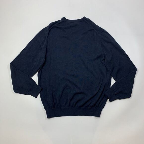 Brooks Brothers Sweater Mens XL Navy Blue Silk Blend V Neck Golf Country Club - Picture 5 of 7